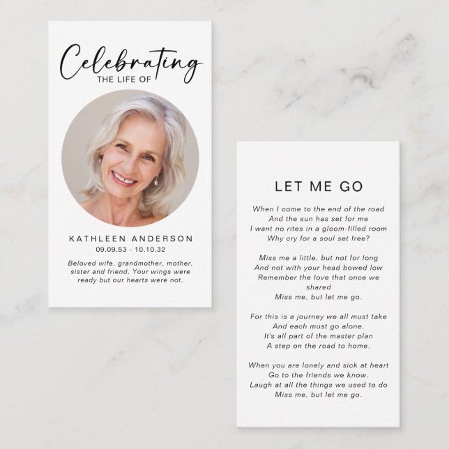 Memorial Prayer Card | Celebrating Life Circle (Front/Back)