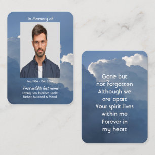Memorial Prayer Card Clouds Sky Heavenly