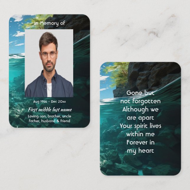  Memorial Prayer Card Deep Sea Diving Diver (Front/Back)