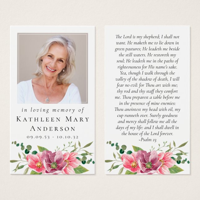 Memorial Prayer Card | Flowers (Front & Back)