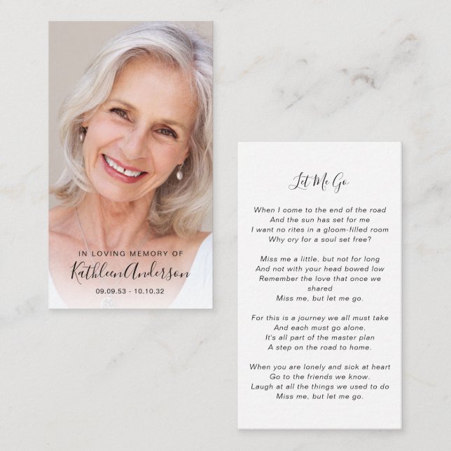 Memorial Prayer Card | Full Photo (Front/Back)