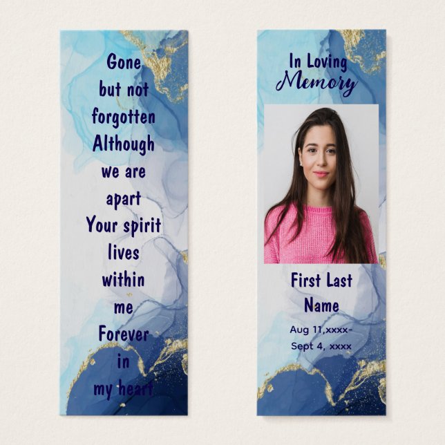 Memorial Prayer Card Funeral Bookmark (Front & Back)