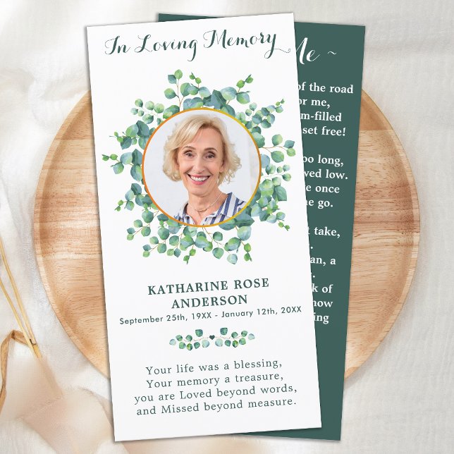 Memorial Prayer Card Funeral Bookmark Greenery  (Creator Uploaded)