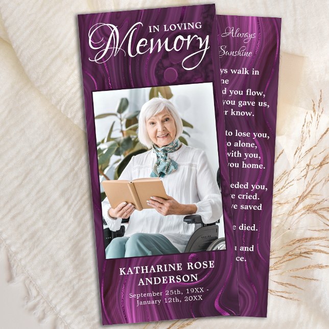 Memorial Prayer Card Funeral Bookmark Purple (Creator Uploaded)