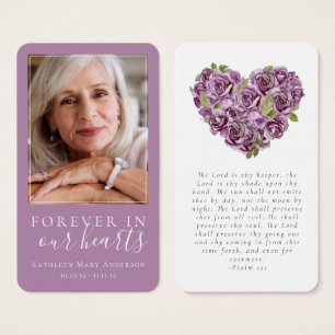 Memorial Prayer Card Hydrangea Heart