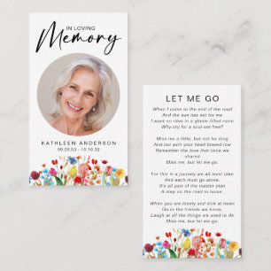 Memorial Prayer Card   In Loving Memory Floral