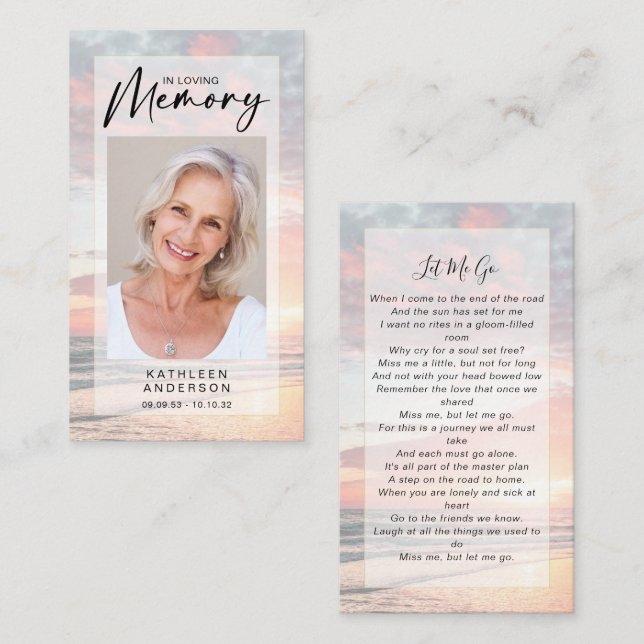 Memorial Prayer Card | Ocean Sunset (Front/Back)