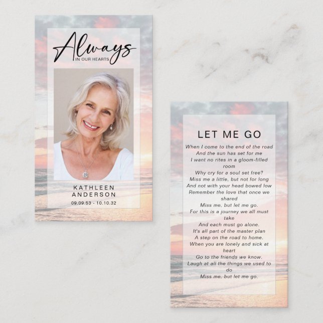 Memorial Prayer Card | Ocean Sunset (Front/Back)
