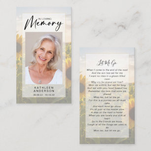 Memorial Prayer Card Sunflowers
