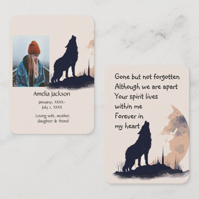 Memorial Prayer Lone Wolf Howling Animal Business Card (Front/Back)