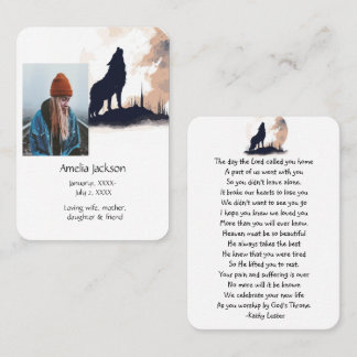 Memorial Prayer Lone Wolf Howling Animal Business Card