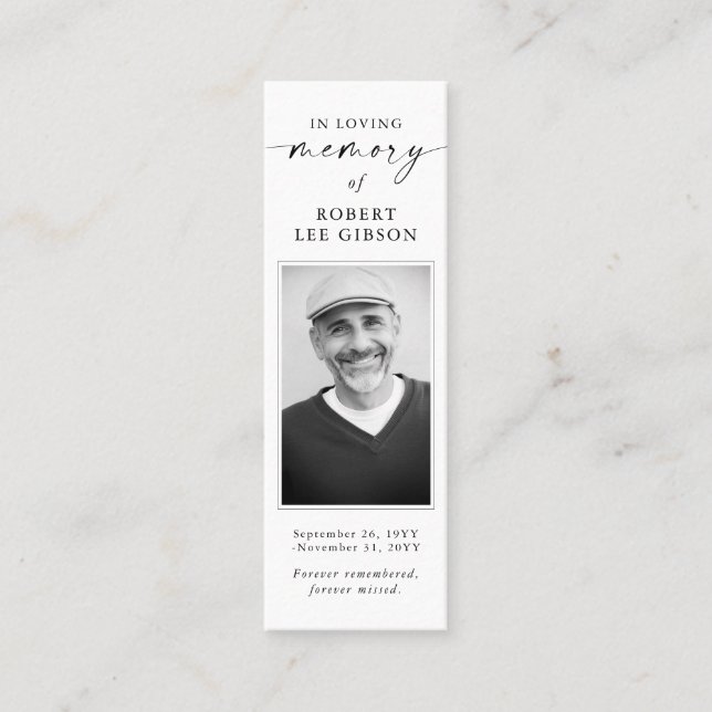Memorial Prayer Sympathy Funeral Bookmark Card (Front)