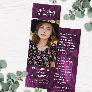 Memorial Purple Marble Funeral Prayer Bookmark