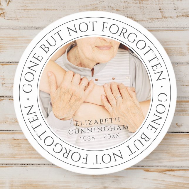 Memorial Quote Classic Elegant Chic Photo Keepsake Classic Round Sticker (Creator Uploaded)