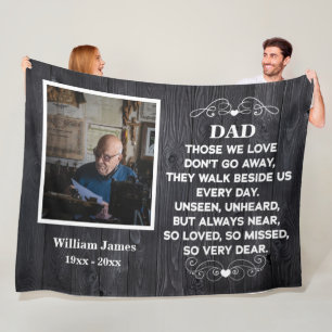 memorial quote for Dad Custom Photo and name Fleece Blanket