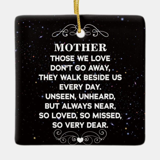 memorial quote for mum Custom Photo and name Ceramic Ornament (Front)