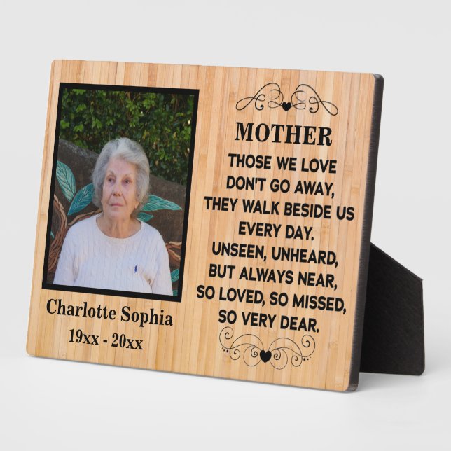 memorial quote for mum Custom Photo and name Plaque (Side)