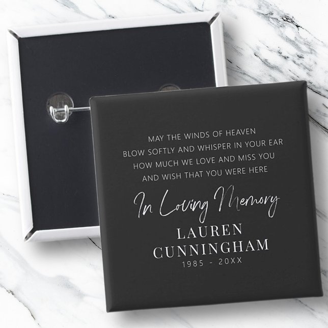 Memorial Quote Modern Elegant Simple Chic 15 Cm Square Badge (Creator Uploaded)