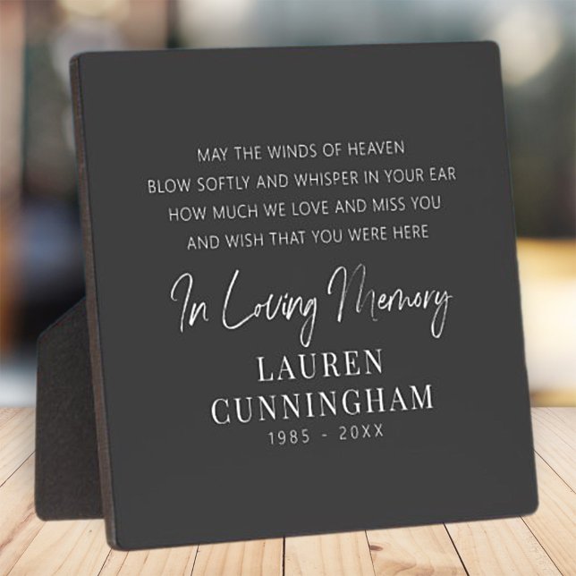 Memorial Quote Modern Elegant Simple Chic Plaque (Creator Uploaded)