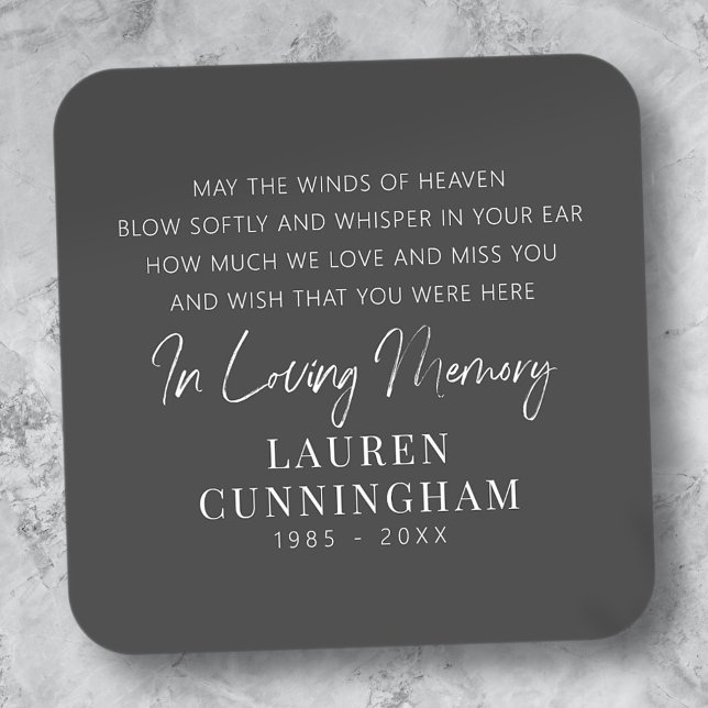 Memorial Quote Modern Elegant Simple Chic Square Sticker (Creator Uploaded)