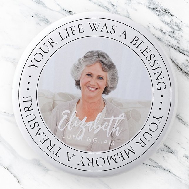 Memorial Quote Modern Simple Elegant Chic Photo 6 Cm Round Badge (Creator Uploaded)