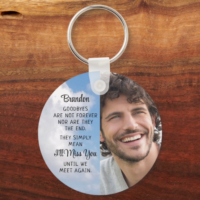 Memorial Quote Photo Personalized Keepsake Key Ring (Back)