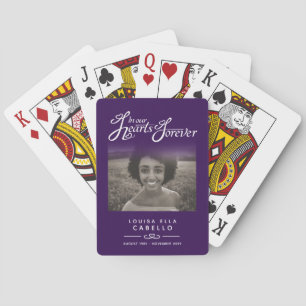 Memorial remembrance hearts purple photo playing cards