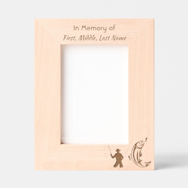 Memorial  Remembrance Ocean Fly Fishing Fisherman Etched Frames (Front)