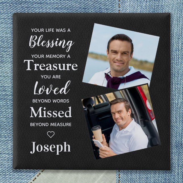 Memorial Remembrance Poem Faux Leather Photo 15 Cm Square Badge (Creator Uploaded)