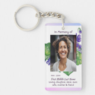 Memorial Remembrance Watercolor Wild Violet Key Ring