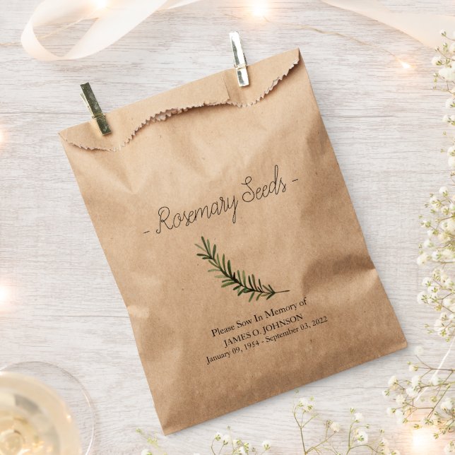 Memorial Rosemary Seed Funeral Favour Bags (Clipped)
