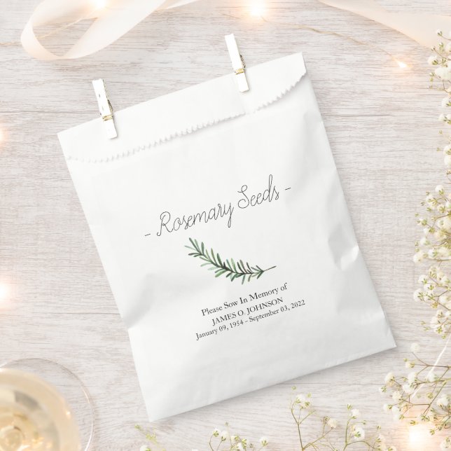 Memorial Rosemary Seed Funeral  Favour Bags (Clipped)