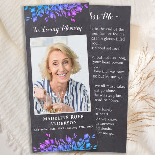 Memorial Rustic Botanical Funeral Prayer Card Poem