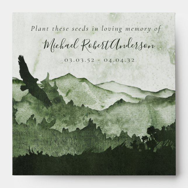 Memorial Seed Packet - Forest Mountains Envelope (Front)