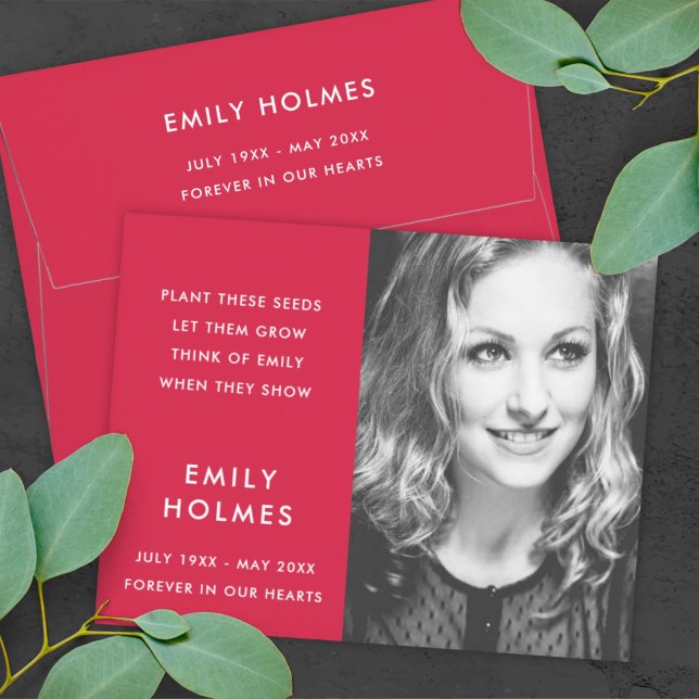 Memorial Seed Packet | Modern Pink Funeral Favour Envelope (Creator Uploaded)