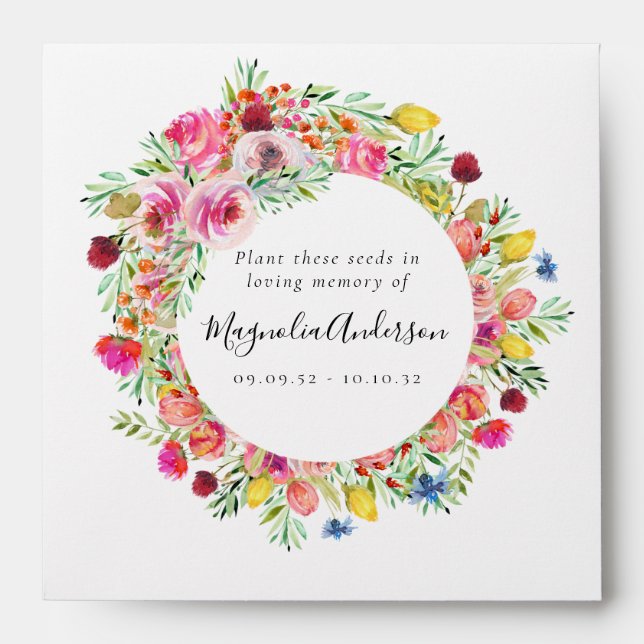 Memorial Seed Packet | Wildflower Wreath Envelope (Front)