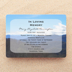 Memorial Service Announcement Invitation Mountains
