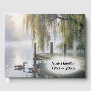 Memorial Service Canada Geese and Lake Dock Guest Book