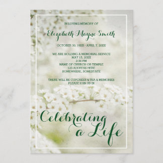 Memorial Service Celebrating a Life Baby’s Breath Invitation