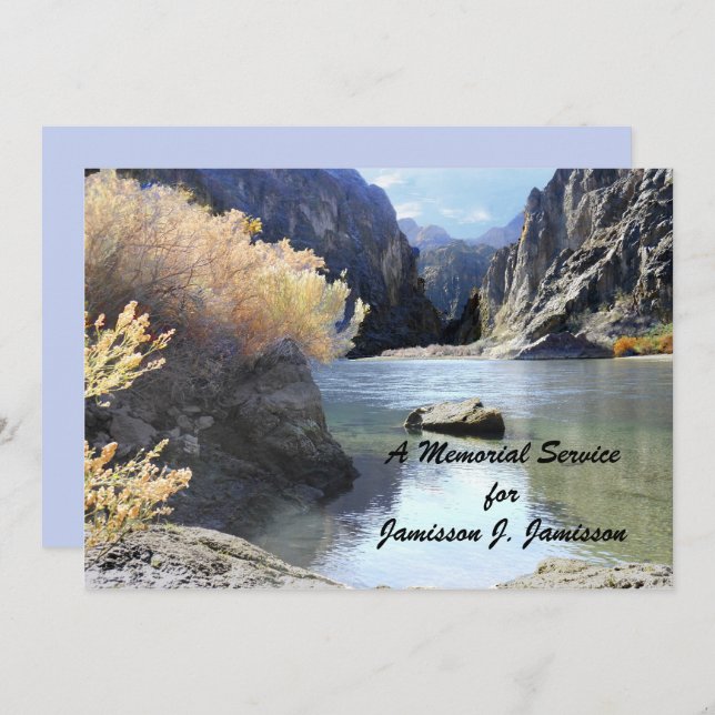 Memorial Service Celebration Life Tranquil River Invitation (Front/Back)