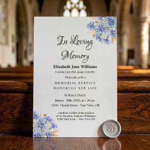 Memorial Service Celebration of Life Cornflower  Invitation