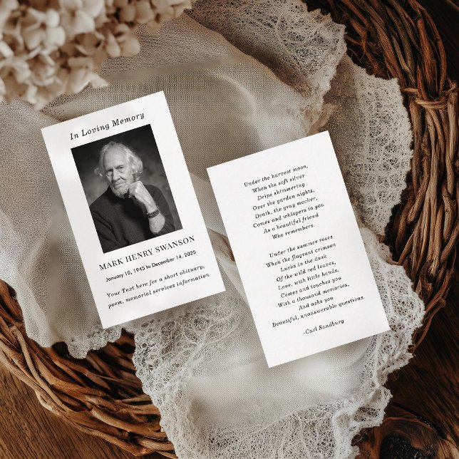 Memorial Service Celebration of Life Photo Card (Creator Uploaded)