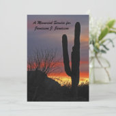 Memorial Service Desert Southwest Cactus at Sunset Invitation (Standing Front)