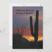 Memorial Service Desert Southwest Cactus at Sunset Invitation (Front)