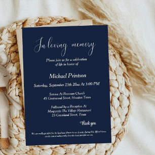 Memorial Service , Funeral, celebration of life Invitation