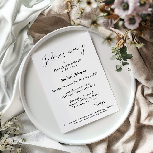 Memorial Service , Funeral, celebration of life Invitation (Creator Uploaded)