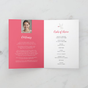 Memorial service funeral dove red pink rose photo programme