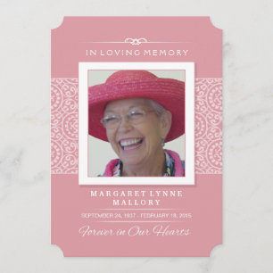 Memorial Service Invitation - Elegant Pink & White