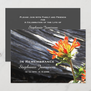 Memorial Service Invitation, Indian Paintbrush Invitation