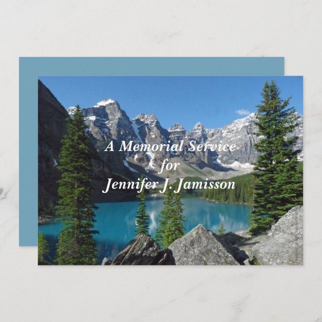 Memorial Service Invitation Mountains Lake (Front/Back)